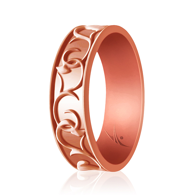 I0117802 Women Silicone Wedding Flower Ring, Rose & Gold - 11 mm Ring