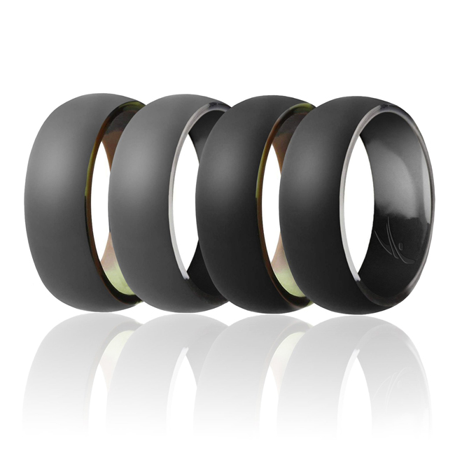 I0108807 7 mm Men Silicone Ring for Duo Collection Dome Style Set, Multi Color