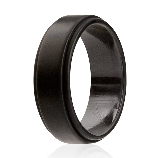 Picture of ROQ I0117997 Men Silicone Wedding Step Single Ring, Black - 5 mm Ring