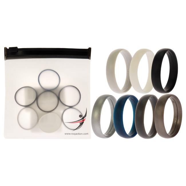 I0117363 Men Silicone Wedding 6 mm Smooth Solid Ring Set - 7 x 14 mm Ring