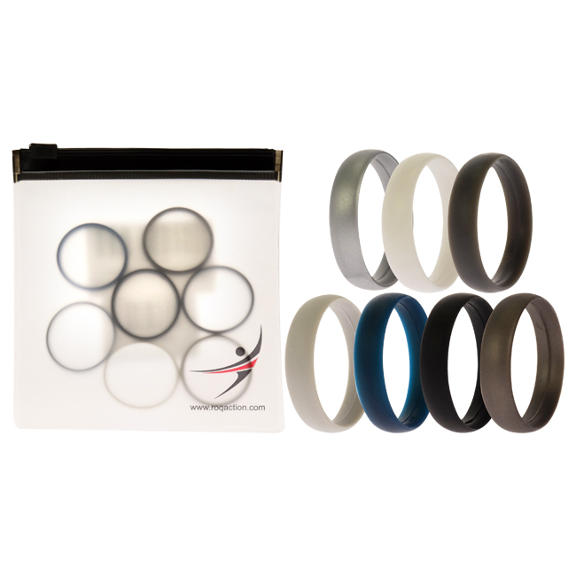 I0117364 Men Silicone Wedding 6 mm Smooth Solid Ring Set - 7 x 15 mm Ring