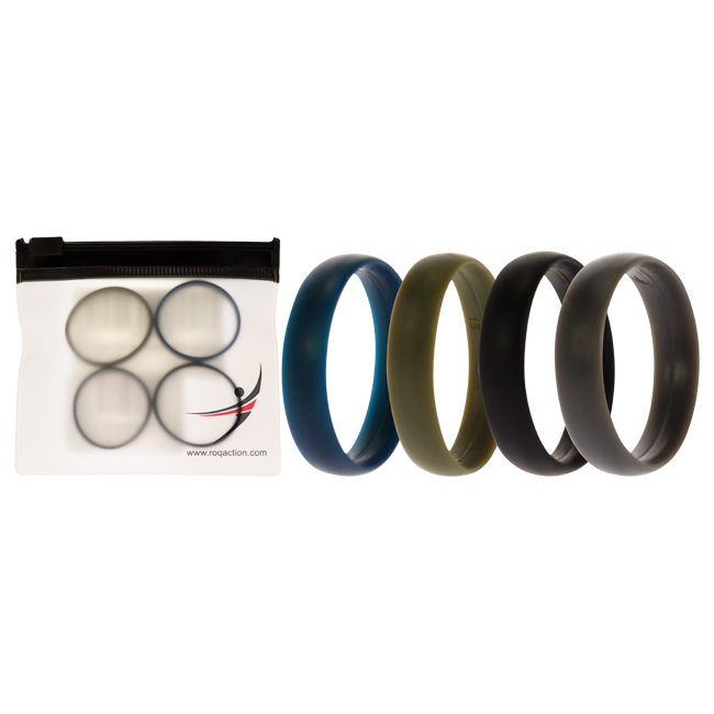 I0117394 Men Silicone Wedding 6 mm Smooth Ring Solid Set - 4 x 15 mm Ring
