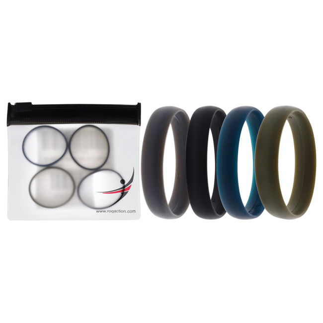 I0117395 Men Silicone Wedding 6 mm Smooth Ring Solid Set - 4 x 16 mm Ring