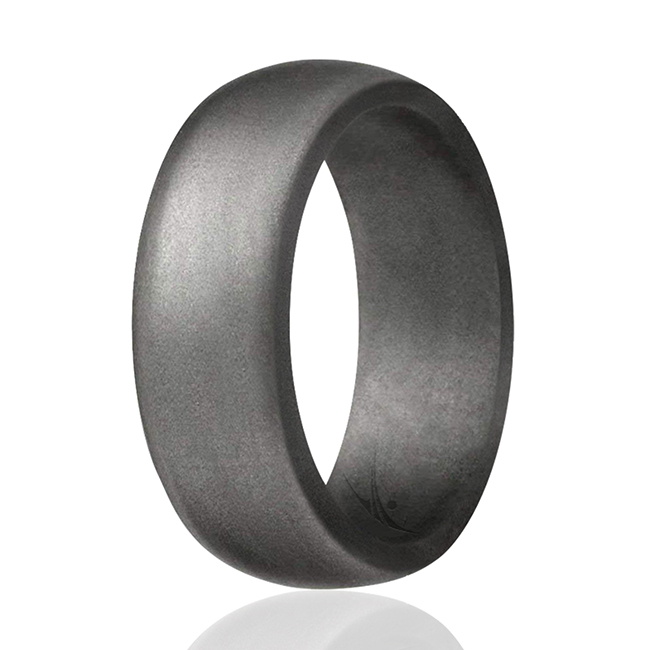 I0117657 Men Silicone Wedding Ring, Silver - 8 mm Ring