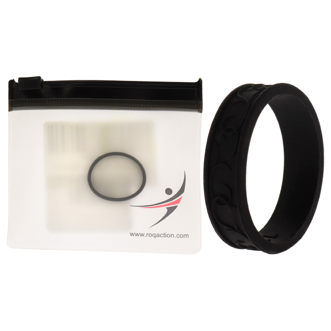 I0117714 Women Silicone Wedding Flower Ring, Black - 11 mm Ring