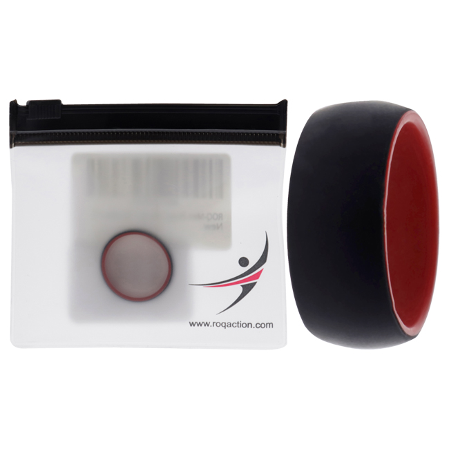 I0117725 Men Silicone Wedding 2Layer Dome Ring, Red & Black - 9 mm Ring