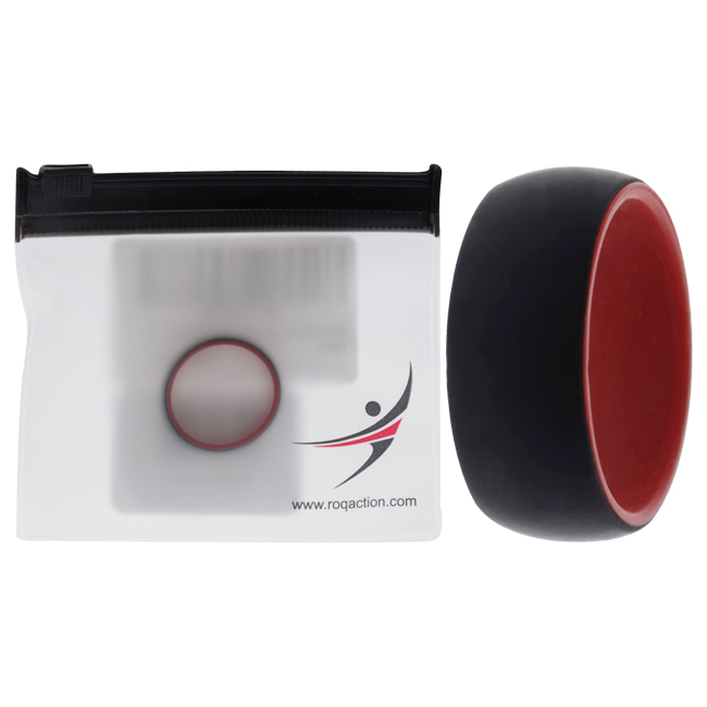 I0117726 Men Silicone Wedding 2Layer Dome Ring, Red & Black - 10 mm Ring