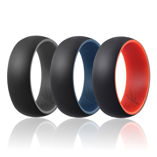 I0108767 3 x 7 mm Men Silicone Ring for Duo Collection Dome Style Set, Multi Color