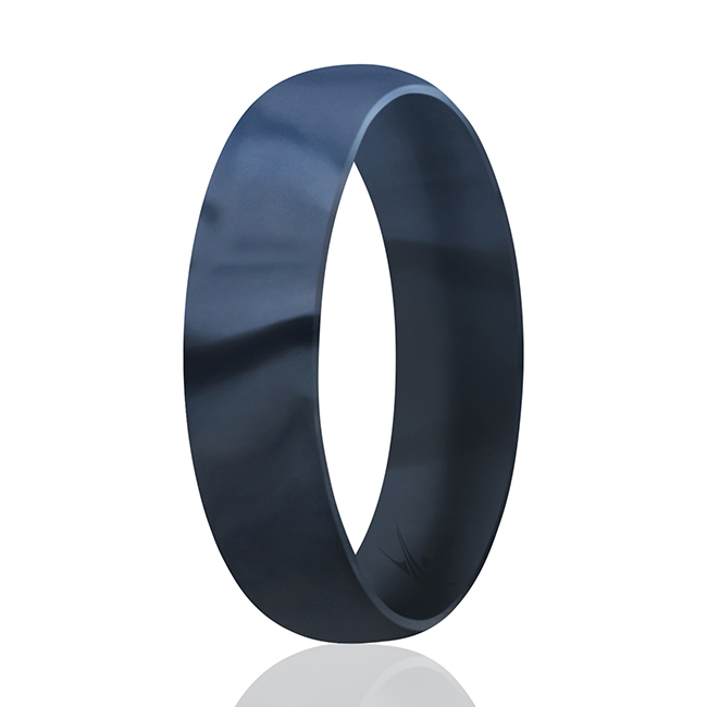 I0119476 Women Silicone Wedding 6 mm Smooth Single Ring, Grey & Marble - 7 mm Ring