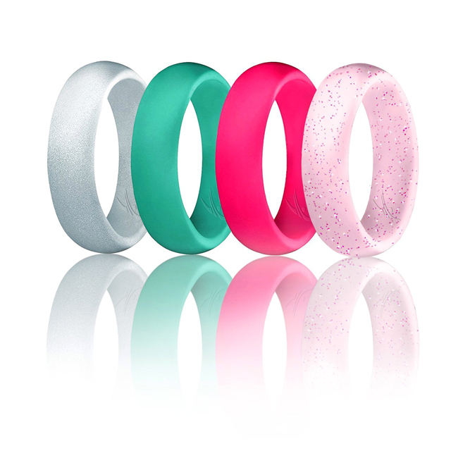 I0109044 4 x 5 mm Womens Silicone Dome Wedding Ring, Multi Color