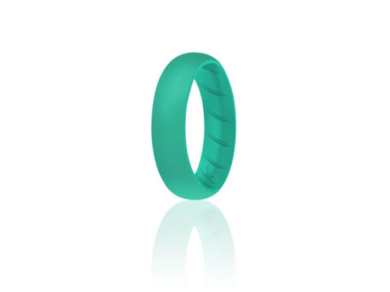 I0118946 4 x 11 mm Womens Silicone Wedding BR Solid Ring Set, Turquoise