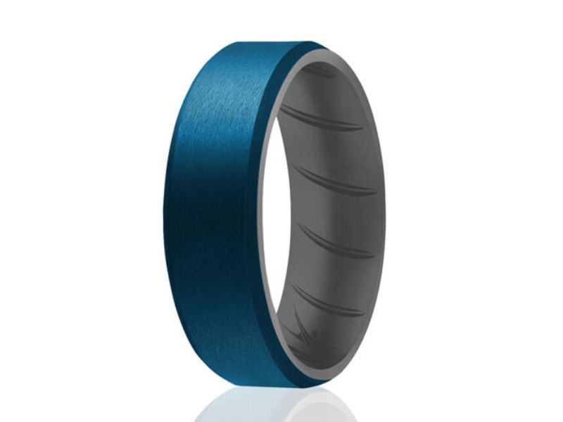 I0118759 8 x 8 mm Mens Silicone Wedding BR Edge Ring, Grey