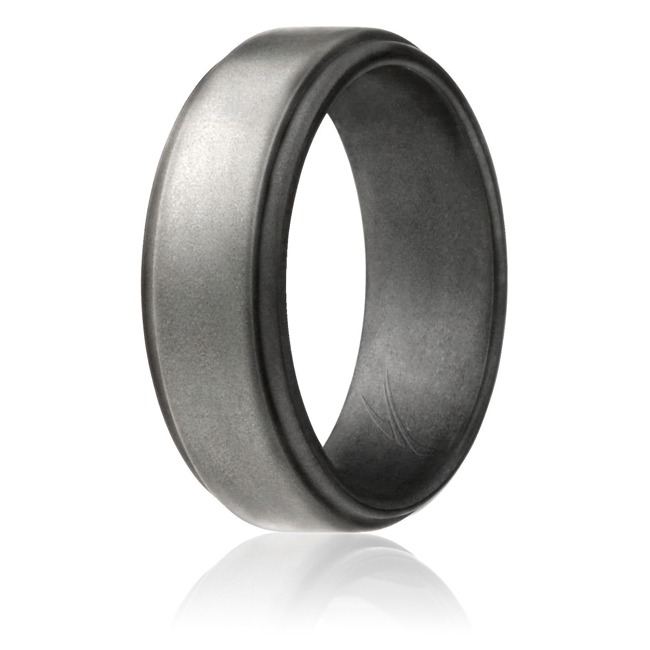 Picture of ROQ I0108712 12 mm Ring Platinum Step Edge Style Silicone Wedding Ring for Men
