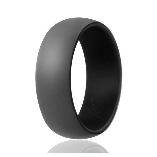 I0108800 10 mm Silicone Wedding Ring - Duo Collection Dome Style for Men, Black & Grey