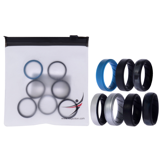 I0118328 7 x 9 mm Silicone Wedding BR Step Ring Set for Men, Metal