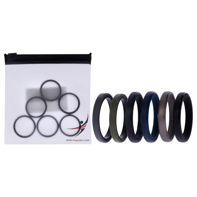 I0119773 6 x 13 mm Silicone Wedding 6 mm Brush 2Layer Ring Set for Men, Camo