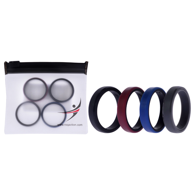 I0119790 4 x 14 mm Silicone Wedding 6 mm Brush 2Layer Ring Set for Men, Bordo