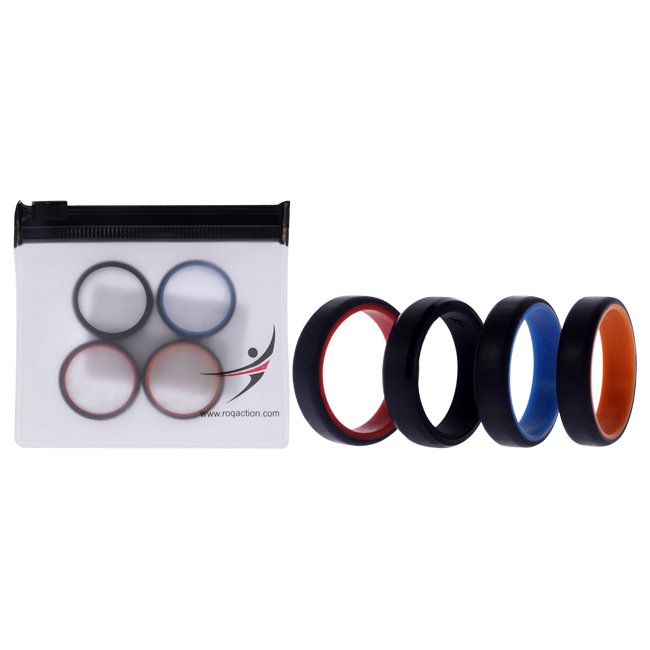 I0119796 4 x 12 mm Silicone Wedding 6 mm Brush 2Layer Ring Set for Men, Multi Color