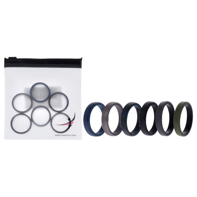 I0119774 6 x 14 mm Silicone Wedding 6 mm Brush 2Layer Ring Set for Men, Camo