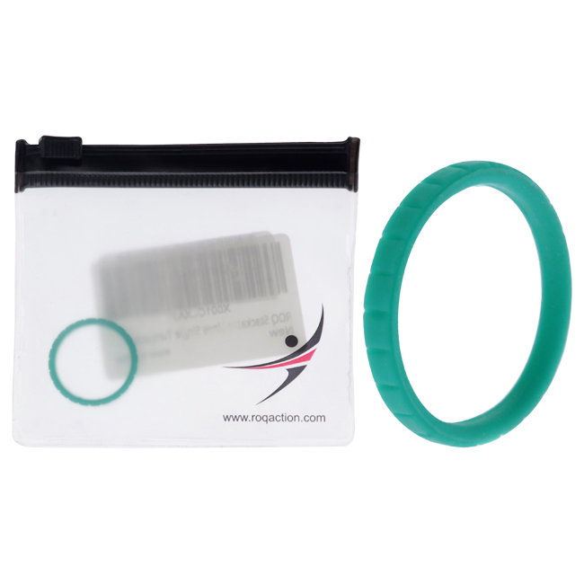 I0120585 8 mm Silicone Wedding Stackble Lines Single Ring for Women, Turquoise