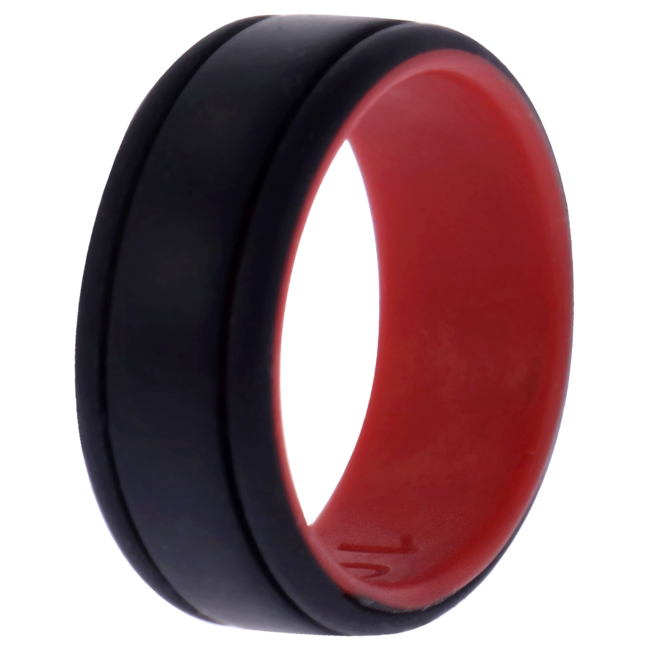 Picture of ROQ I0117735 Men Silicone Wedding 2Layer Lines Ring - Red & Black - 10 mm Ring
