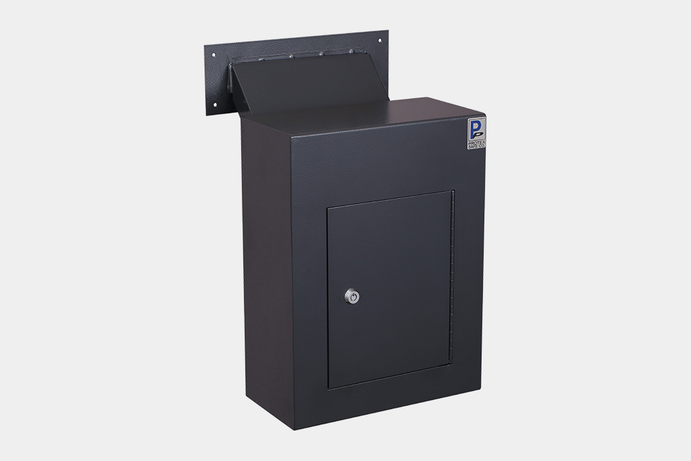 0.34 cu ft. Wall-Mount Locking Drop Box Security Safe Locker with Chute, Black