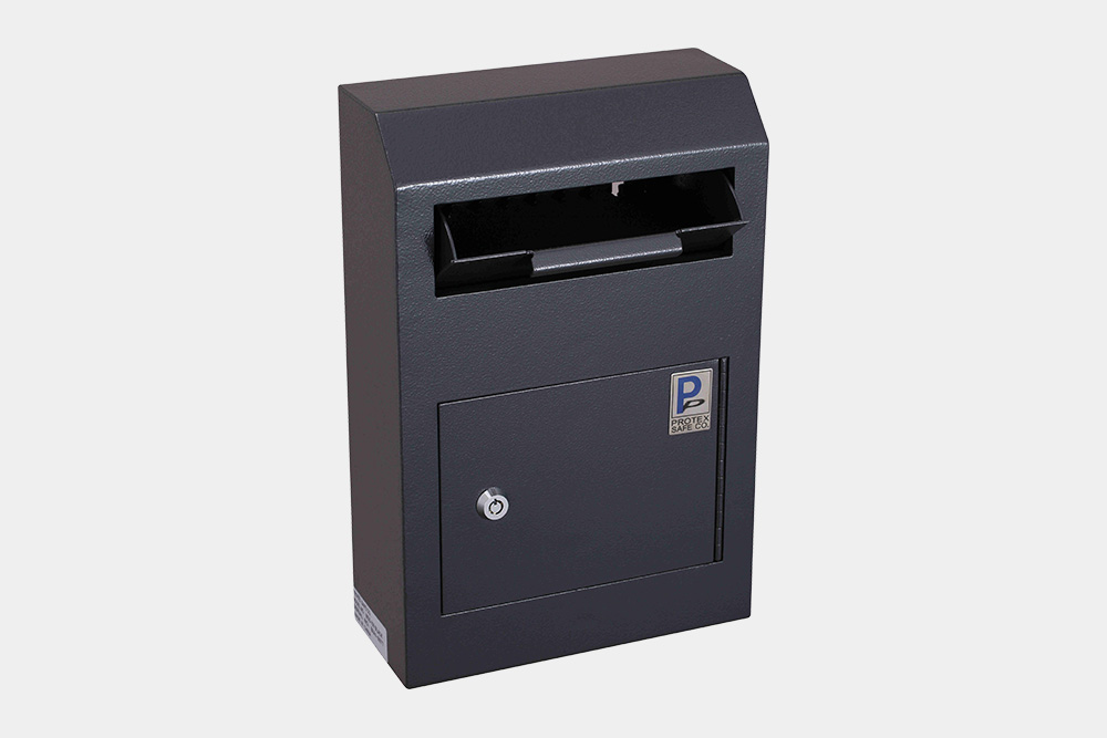 313 cu ft. Wall-Mount Locking Payment Drop Box Security Safe Locker, Black