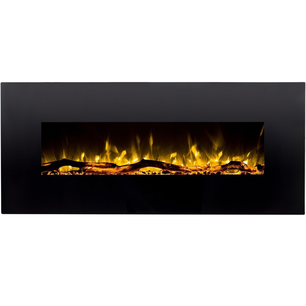 Regal Flame LW5060BK Denali 60 in. 3 Color Black Ventless Heater Electric Wall Mounted Fireplace - Log Pebble Crystal