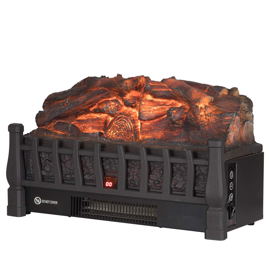 Regal Flame LW8052WD 20 in. Electric Fireplace Log Realistic Ember Bed Insert with Heater&#44; Oak - 20.4 x 8.5 x 11.9 i