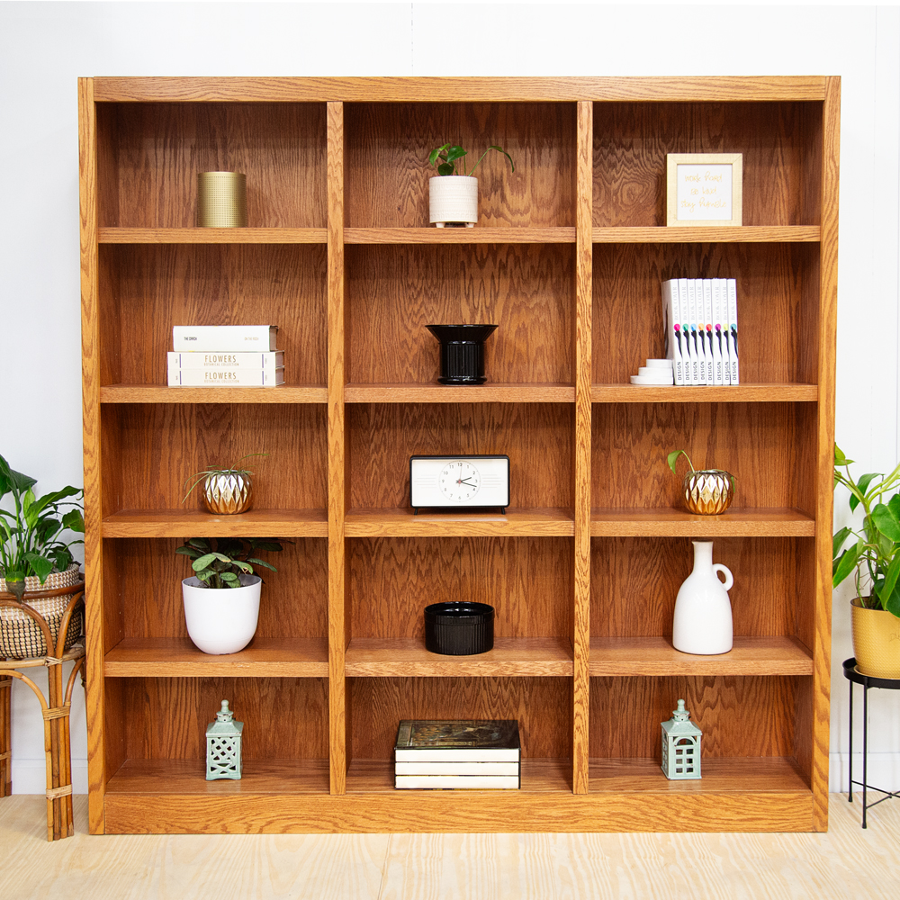 Wall Storage Unit Bookcase - Dry Oak Finish
