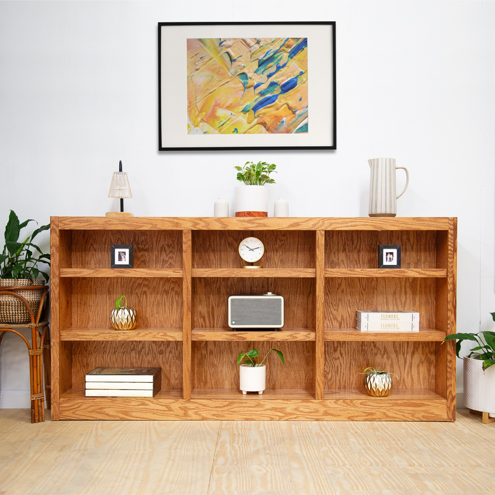 Wall Storage Unit Bookcase - Dry Oak Finish