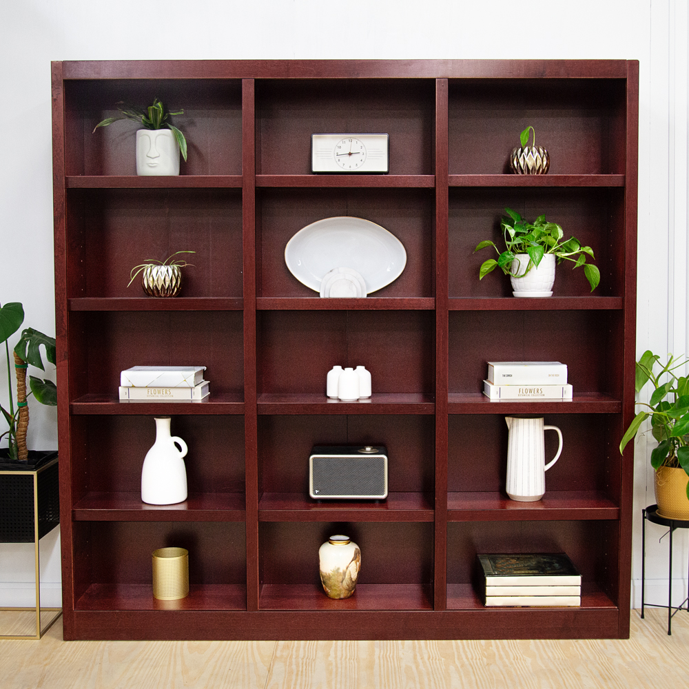 Wall Storage Unit Bookcase - Cherry Finish