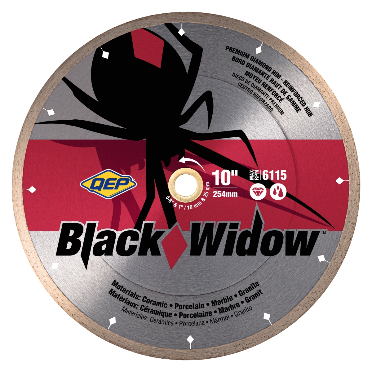 QEP 7-1008BW 10 in. Black Widow Premium Thin Rim Diamond Saw Blade for Wet Cutting