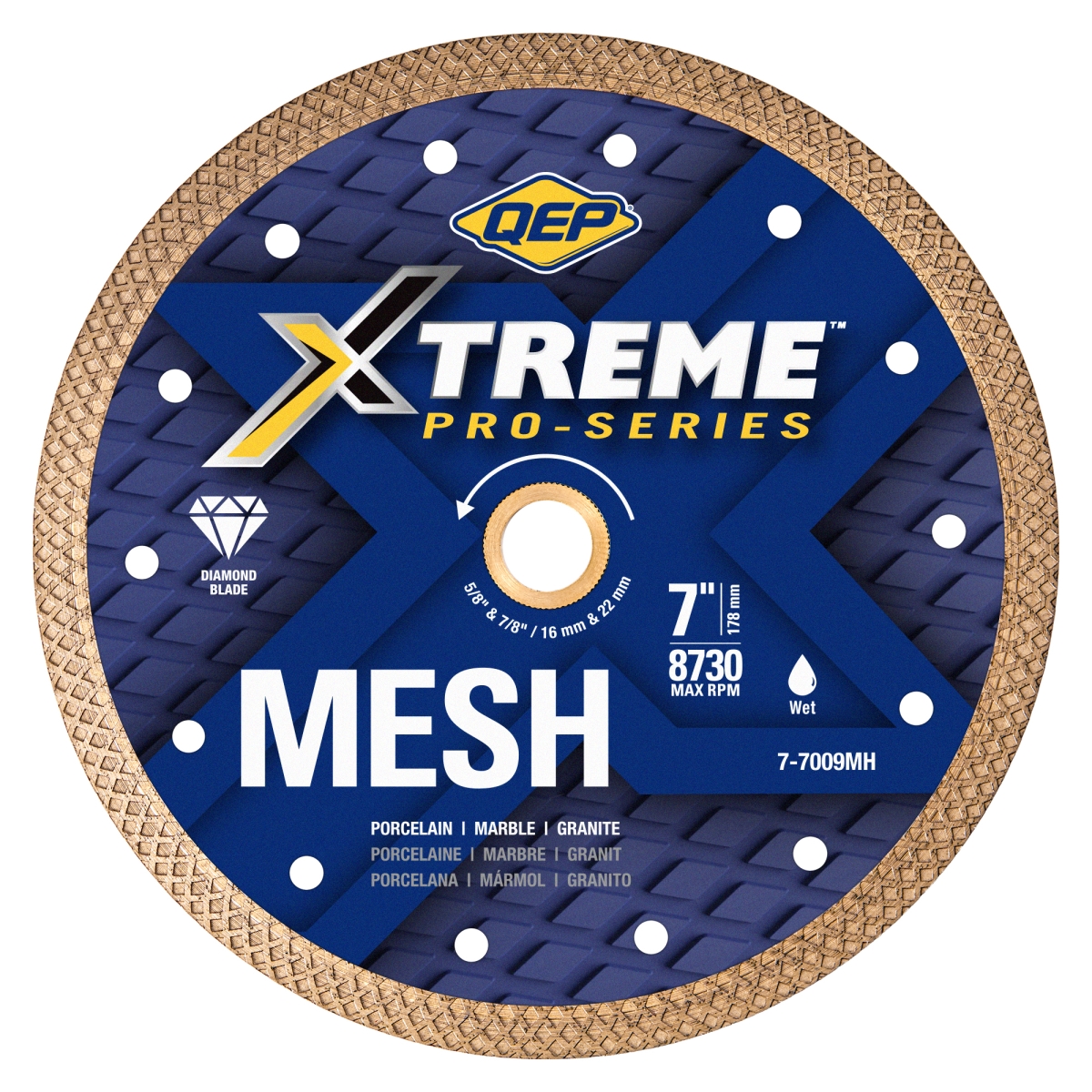 QEP 7-7009MH 7 in. Xtreme Pro Series Mesh Diamond Saw Blade for Wet Cuts