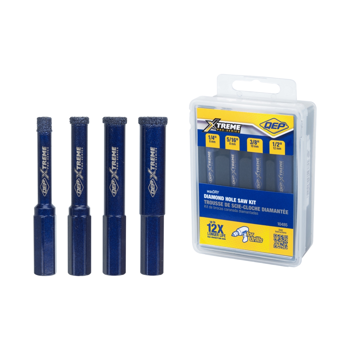 QEP 10485 Xtreme Wax & Dry Diamond Hole Saw Kit - Blue