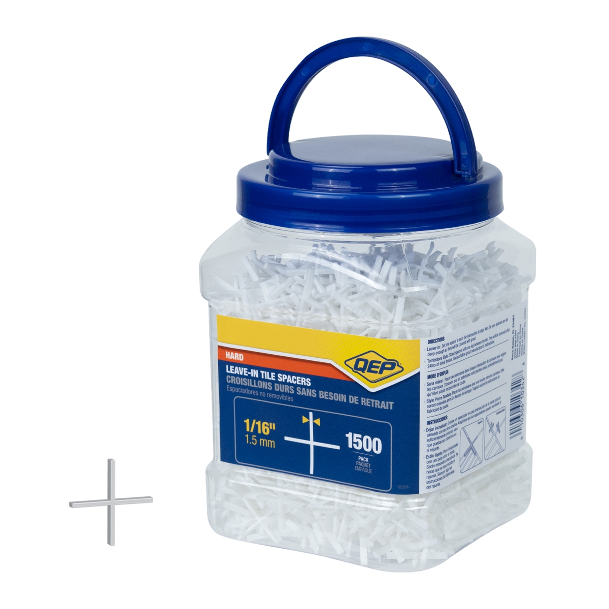 QEP 10324 0.06 in. Hard Style Tile Spacers - Leave-in or Traditional - White - Pack of 1500
