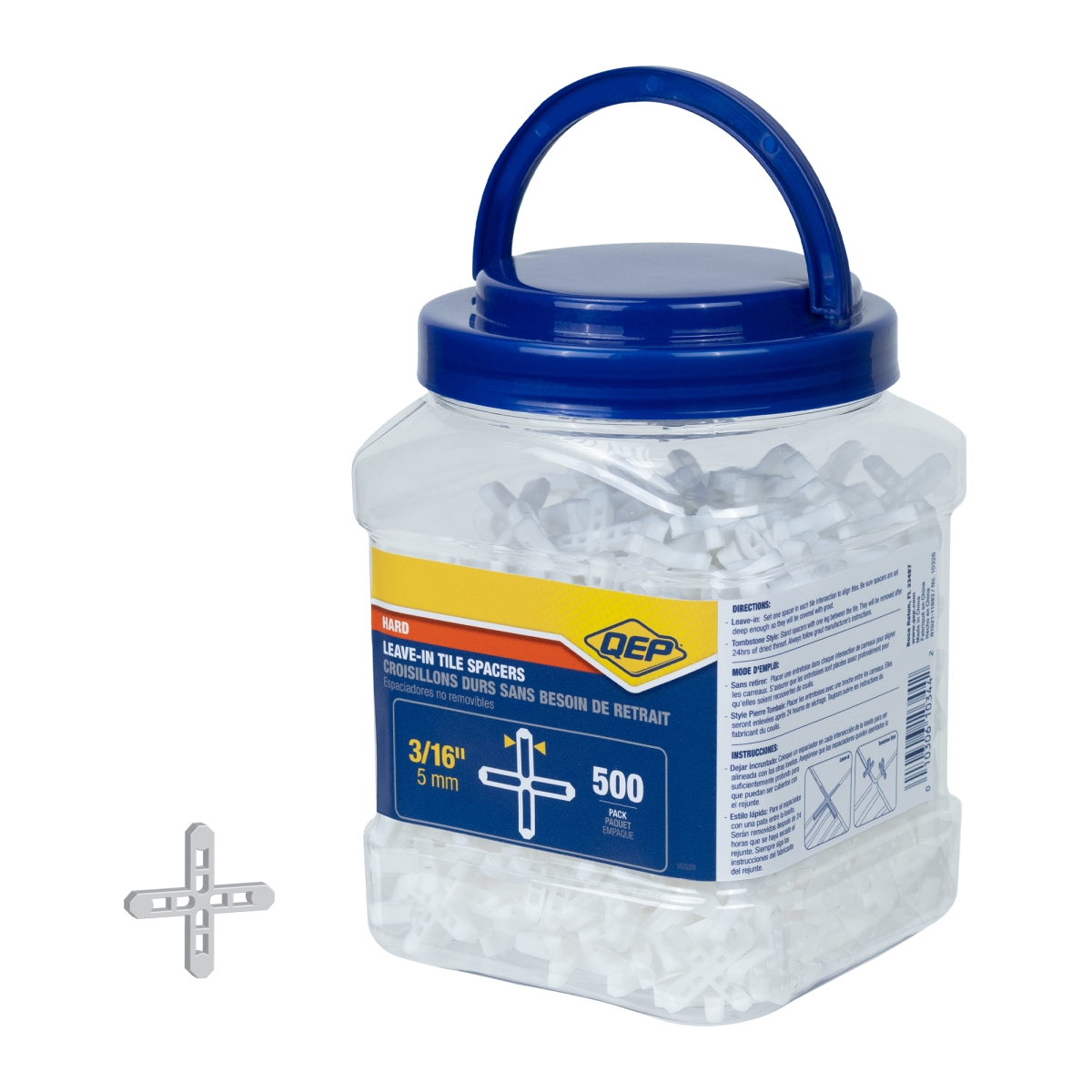 QEP 10326 0.18 in. Hard Style Tile Spacers - Leave-in or Traditional - White - Pack of 500