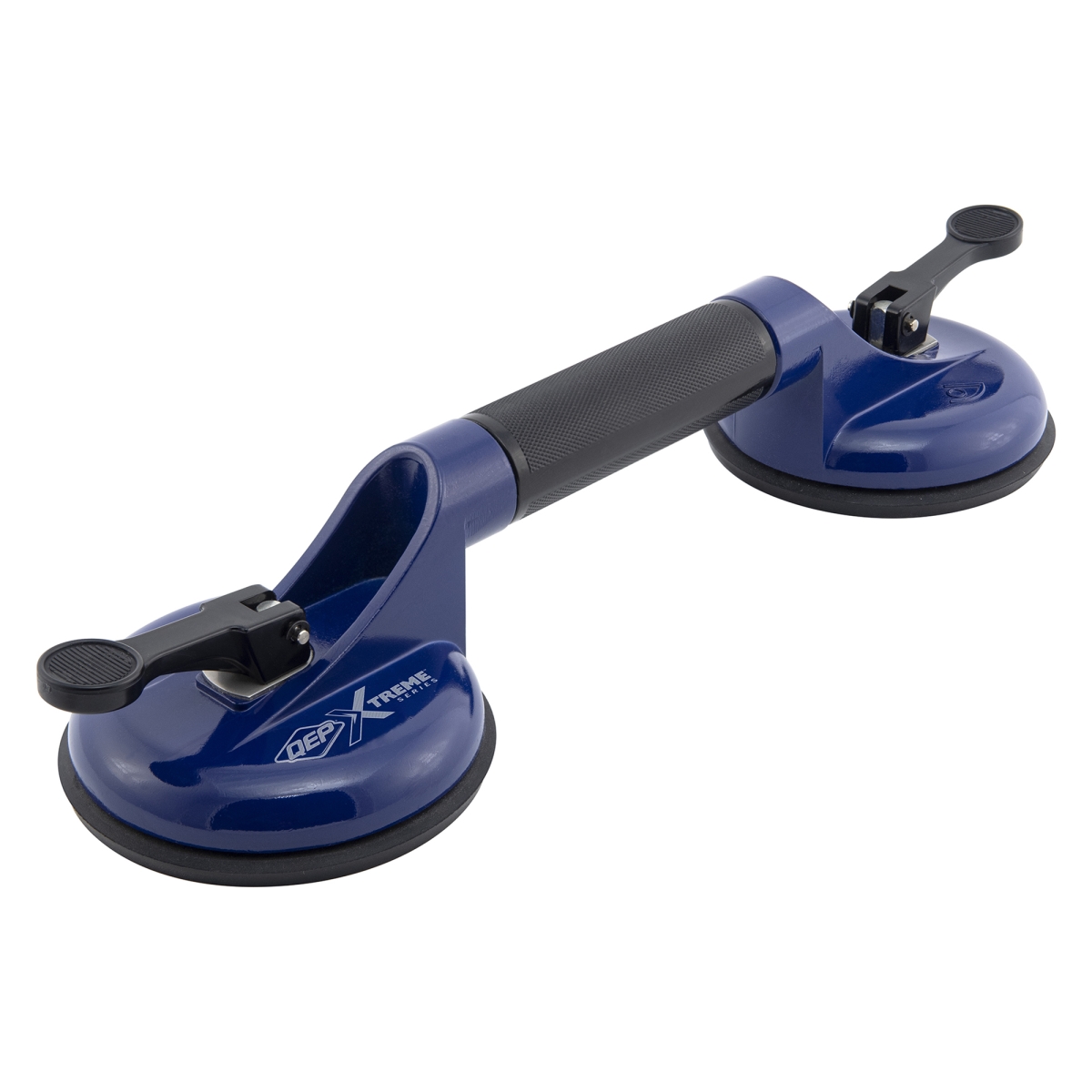 QEP 75012 15 in. Xtreme Double Suction Cup for Large Format Tile - 200 lbs Lift Capacity - Blue & Black