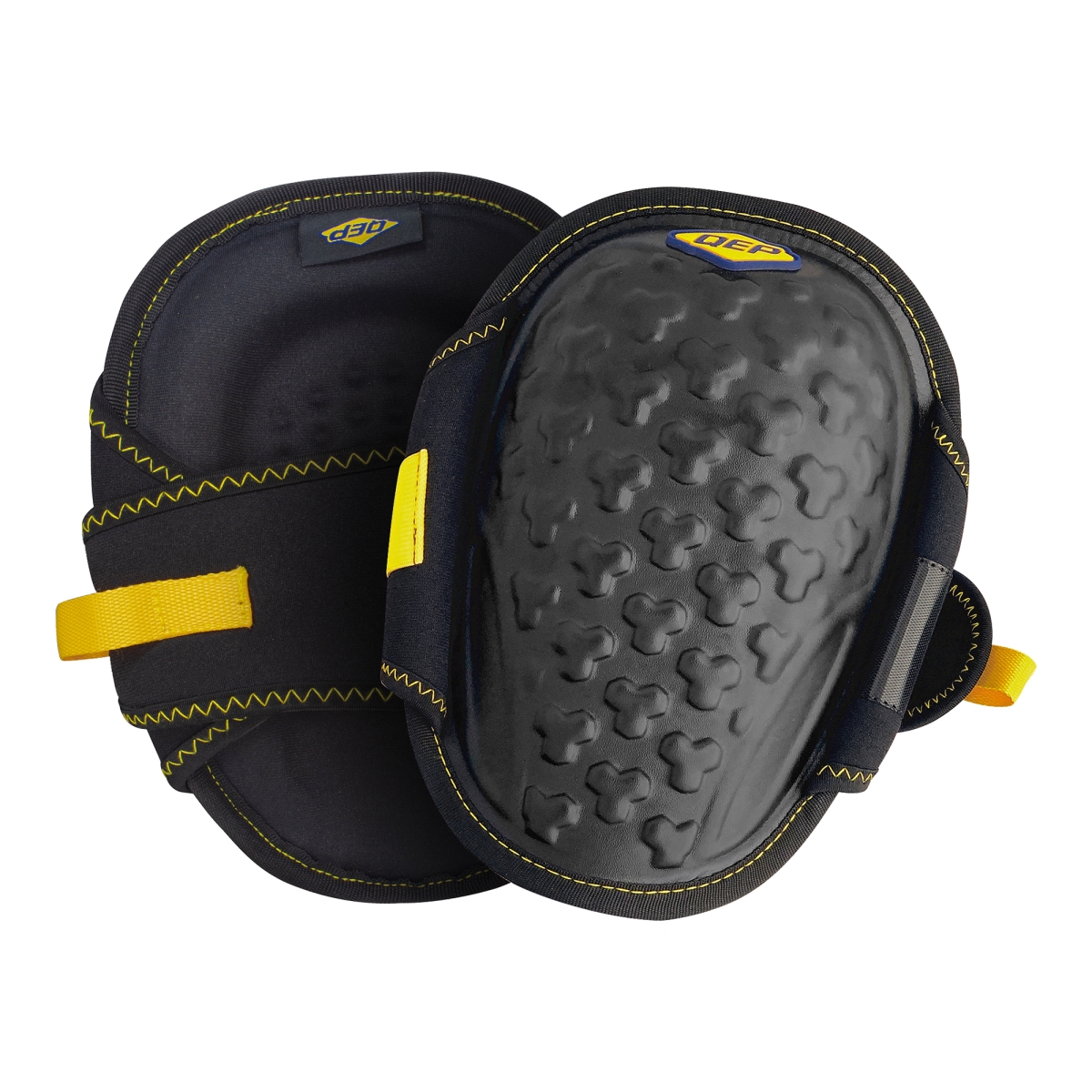 QEP 79645 ProMax Gel Knee Pads with Lightweight EVA Foam Cushion - Black & Yellow - Pack of 2