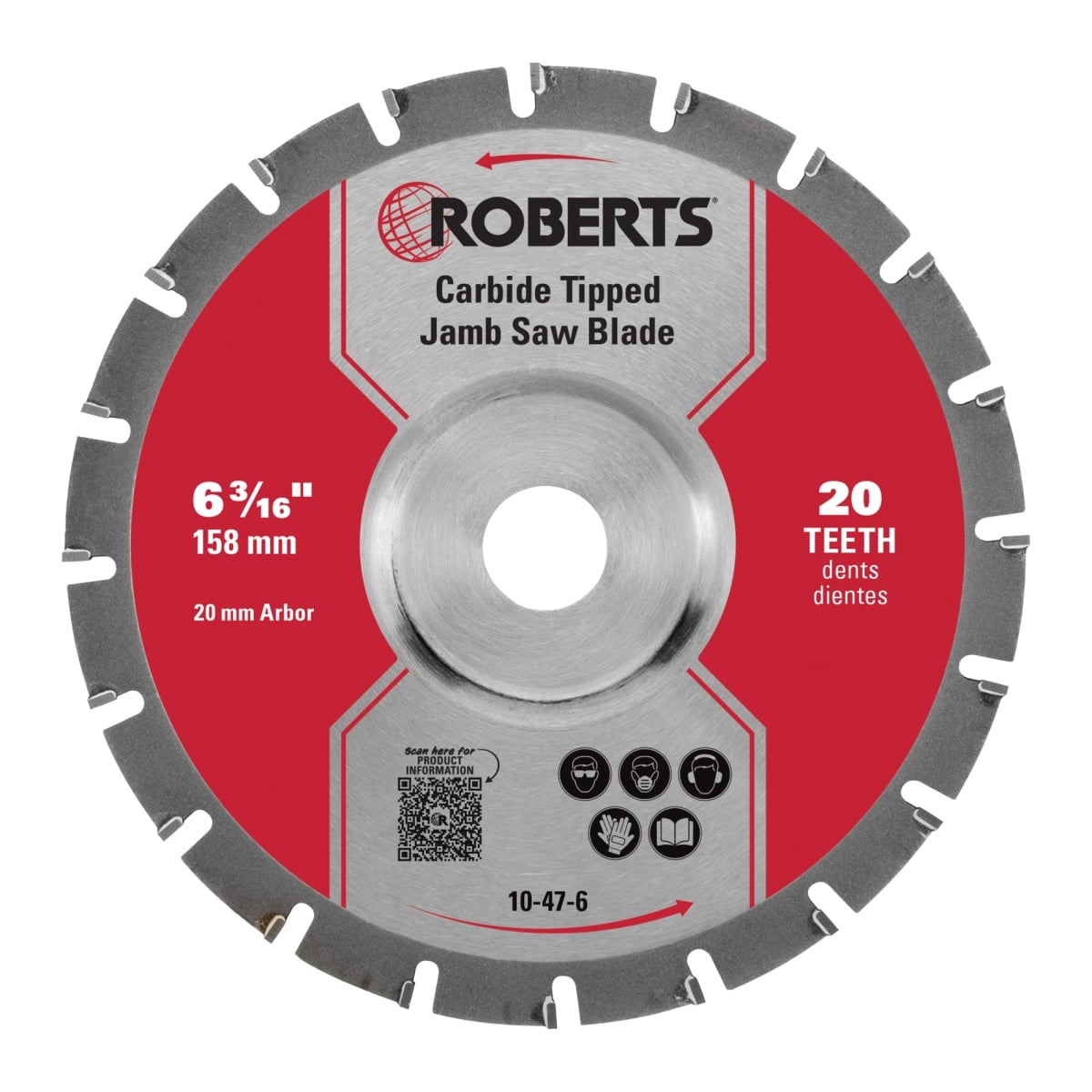 10-47-6 6.18 in. 20-Tooth Carbide Tip Jamb Saw Blade - Silver