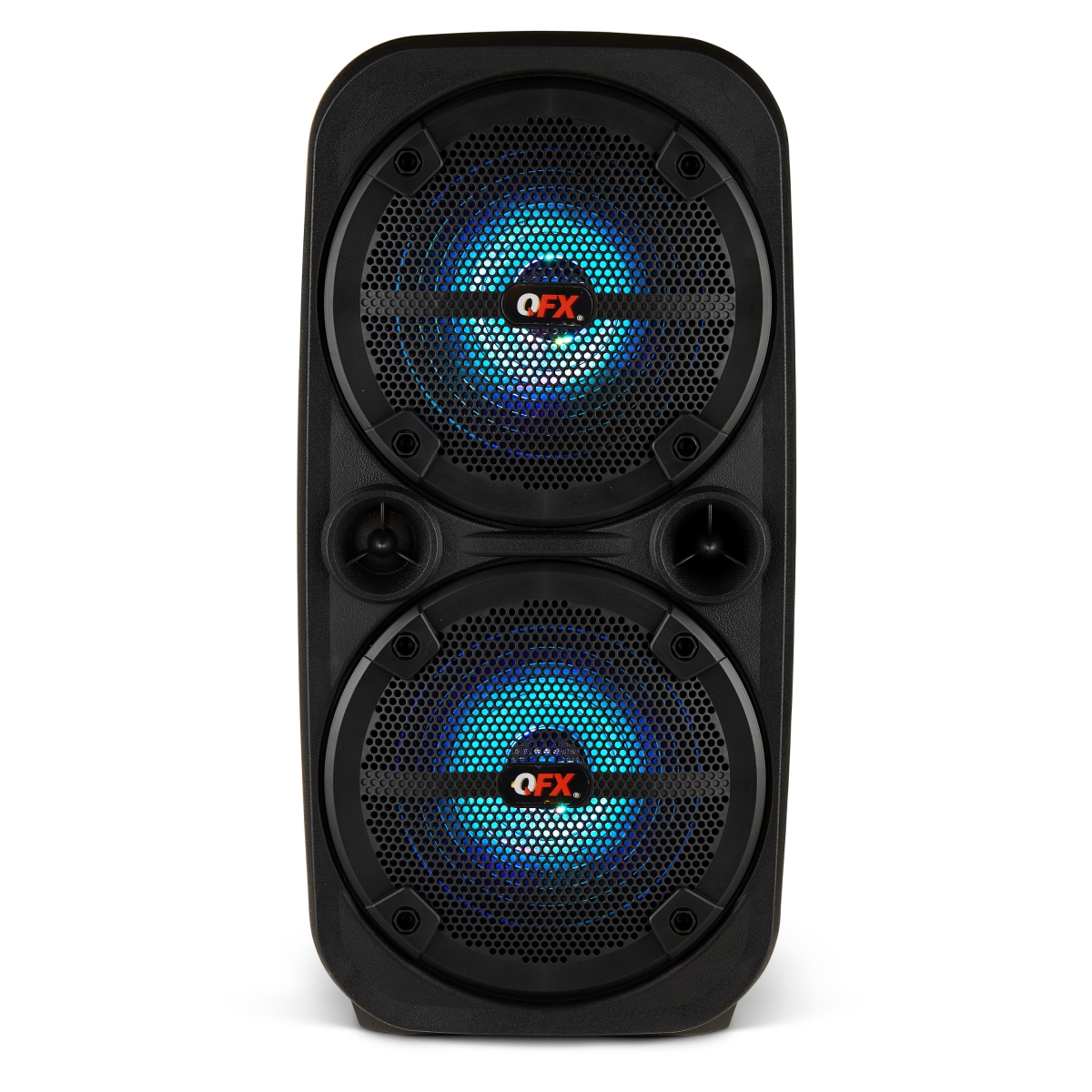 PBX-8080 2 x 8 in. Bluetooth Rechargeable Speaker with LED Party Lights, Black -  QFX