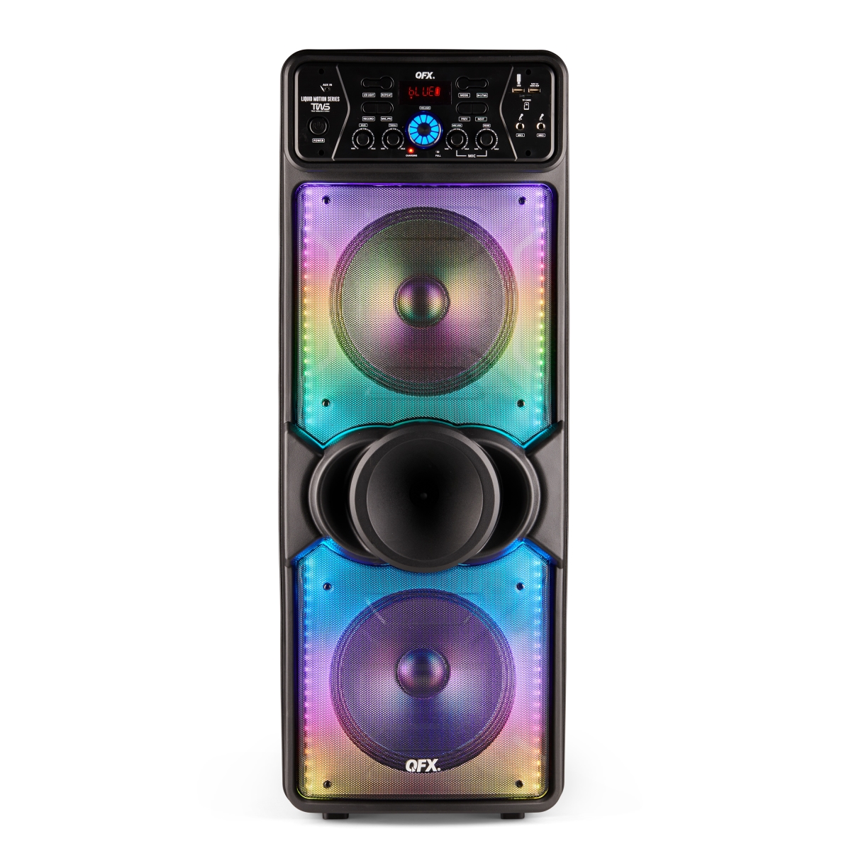 Picture of QFX LMS-210 10 in. Dual Bluetooth Rechargeable Speaker & Liquid Motion Lights&#44; Black