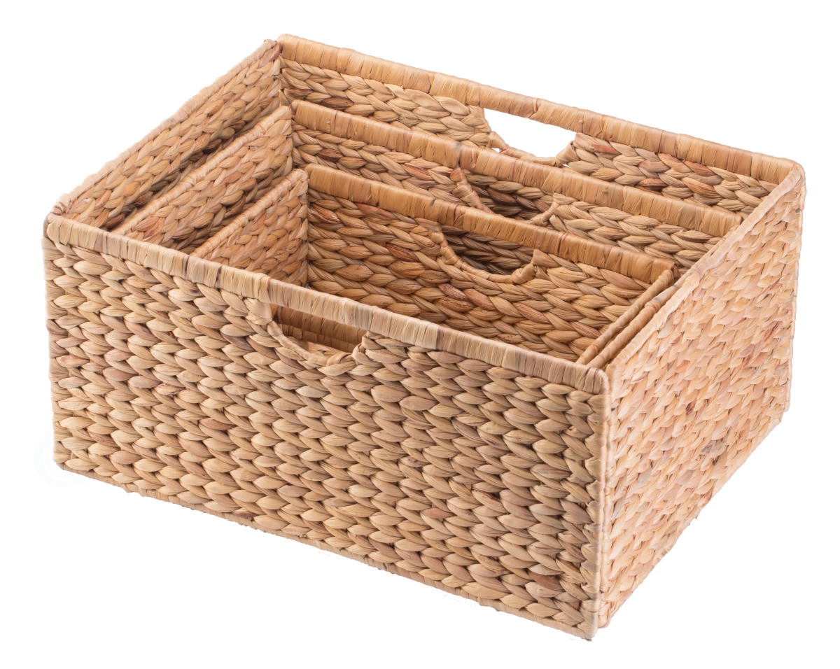 Picture of Vintiquewise QI003545.3 Set of 3 Hyacinth Basket - Rustic Handwoven Multipurpose Foldable Storage Organizer Decorative Laundry Totes and Woven Storage Bin for Bedroom, Living Room, Bathroom, Pantry and Closet