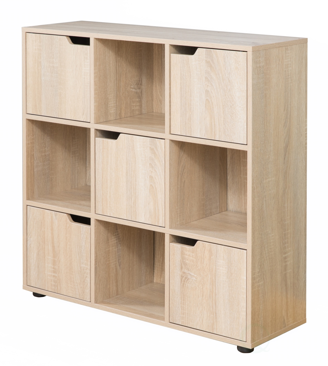Picture of Basicwise QI003677O 36 x 35 x 11.5 in. 9 Cube Wooden Organizer with 5 Enclosed Doors & 4 Shelves&#44; Oak
