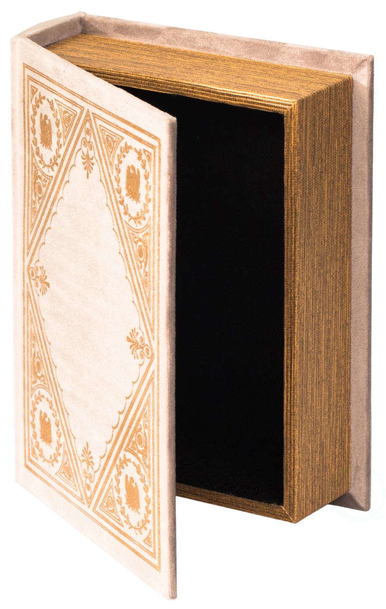 Decorative Vintage Book Shaped Trinket Storage Box - Off White - 9 x 7 x 2 in.