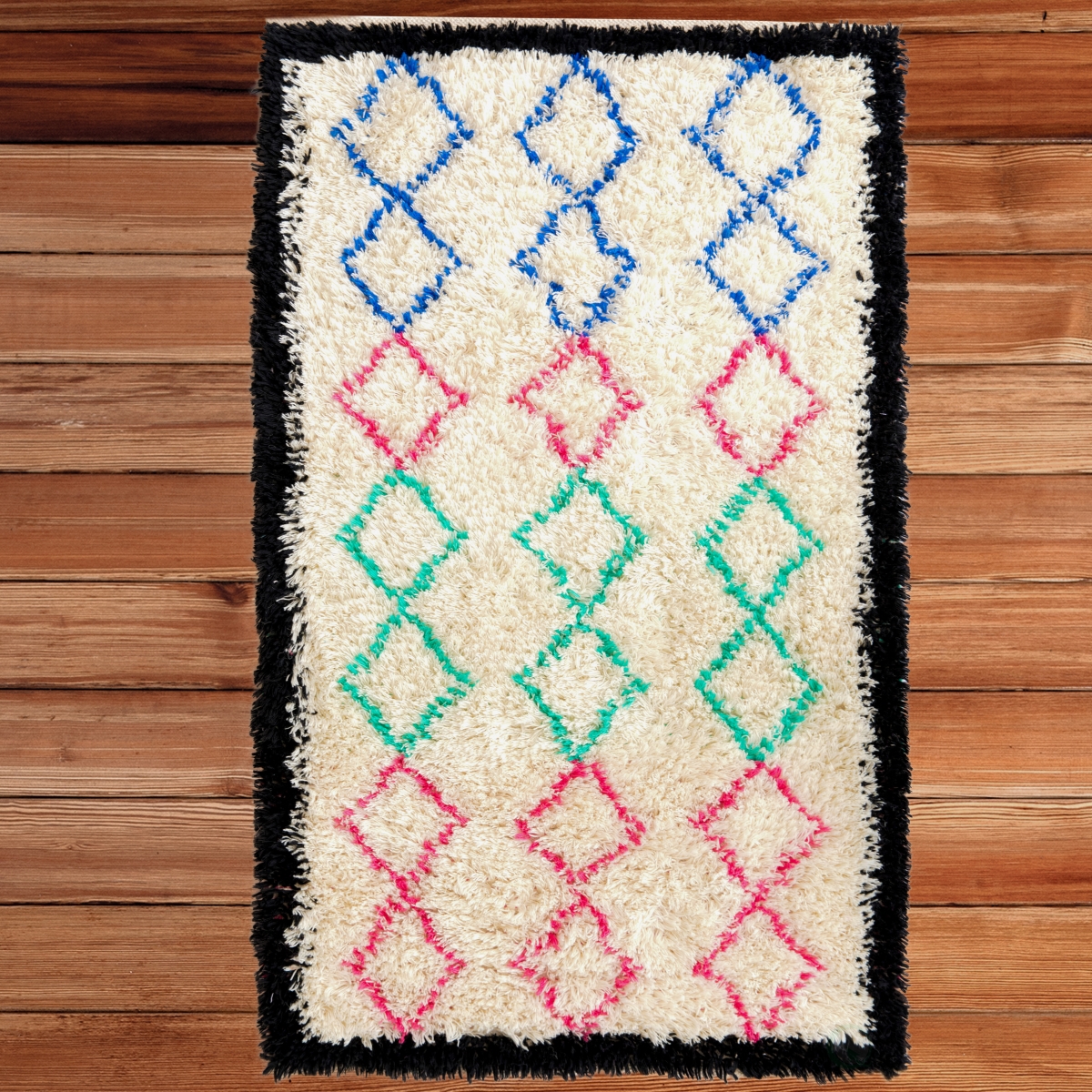 3 x 5 ft. Hand Woven Geometric Trellis Plush Wool Shag Area Rug - Multi Color - Rectangle -  Perspectiva, PE3184494