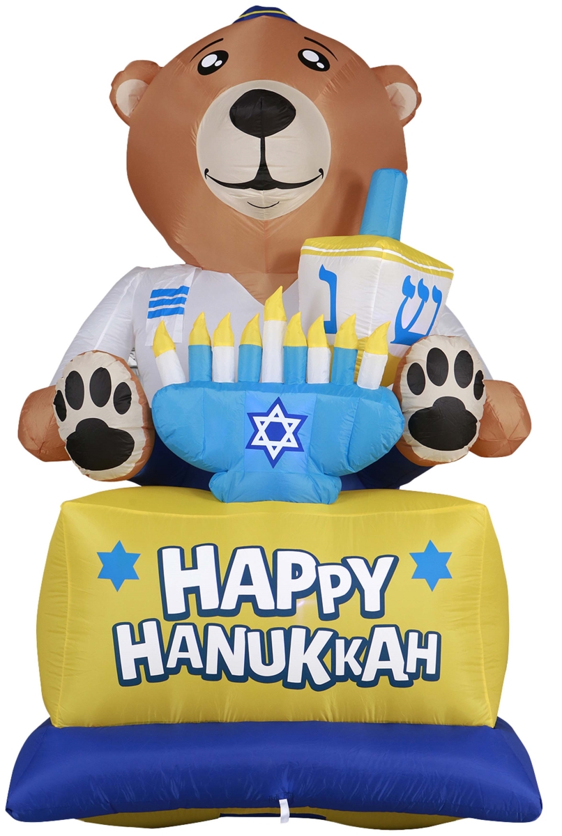8 x 4.25 x 4.5 ft. Giant Hanukkah Inflatable Bear Yard Decor with Built-in Bulbs, Tie-Down Points & Powerful External Fan