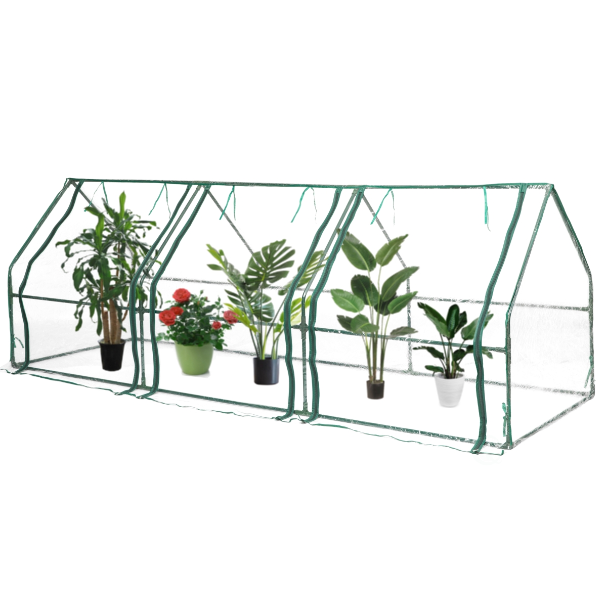 Picture of Gardenised QI004029.L 36.25 x 36.25 x 107 in. Outdoor Waterproof Portable Plant Greenhouse with 2 Clear Zippered Windows, Green - Large