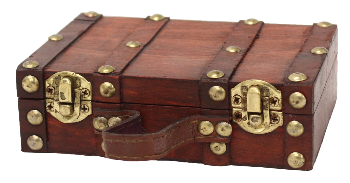 6.5 x 4.3 x 2 in. Antique Style Small Mini Suitcase, Brown