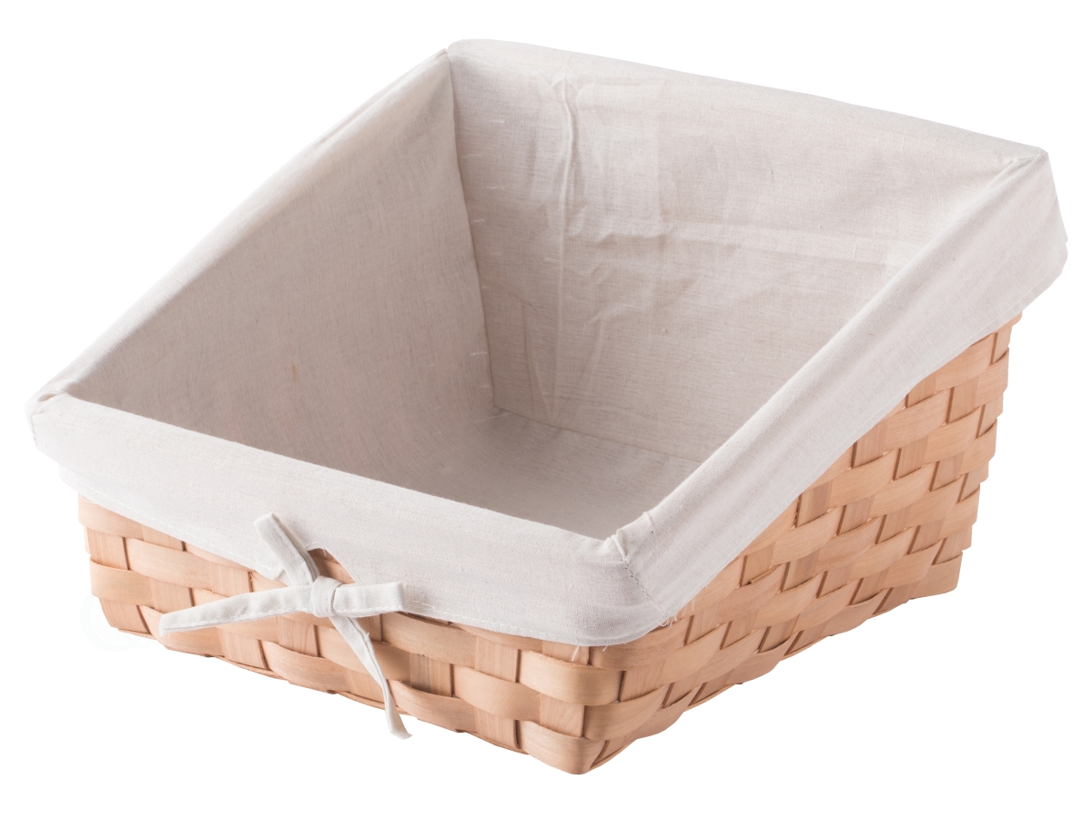 Picture of Vintiquewise QI003502.L 7.5 x 12 x 12 in. Wooden Angled Display Basket with Fabric Liner for Storage & Display, Brown